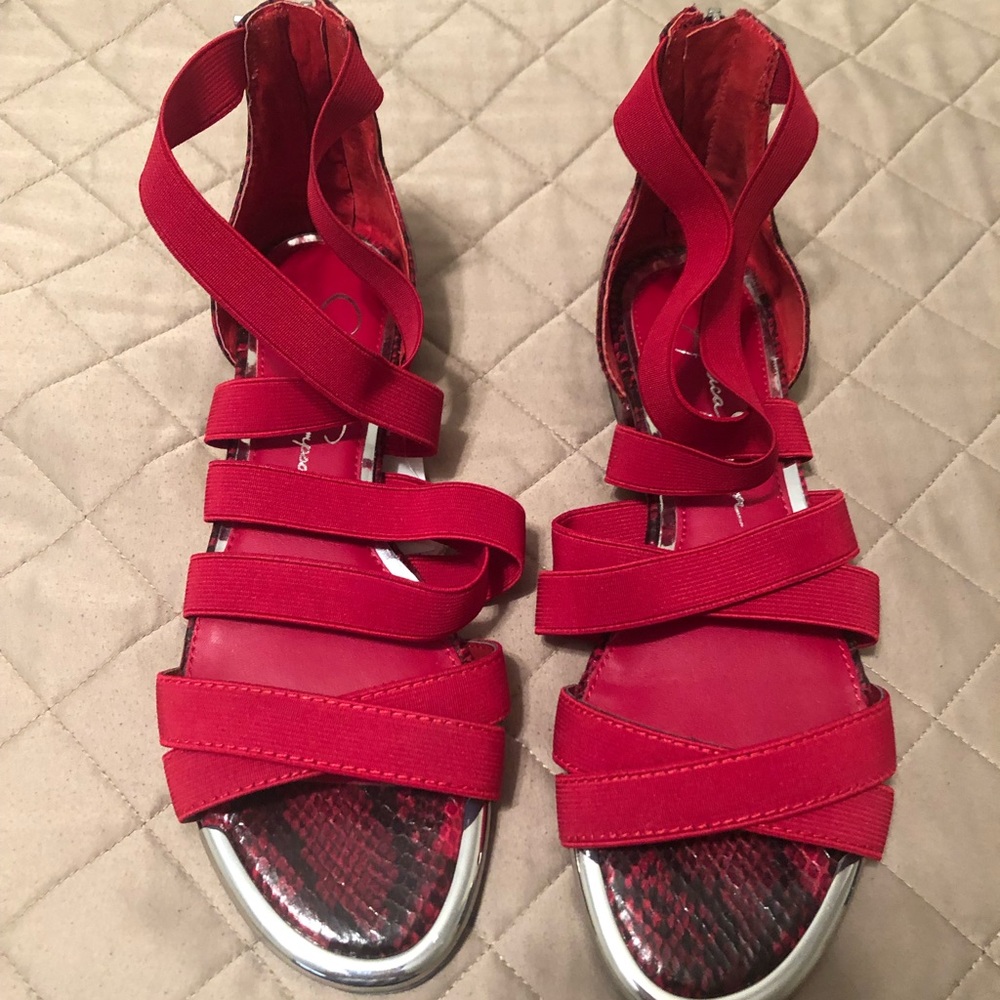 Brand new strappy red sandals!